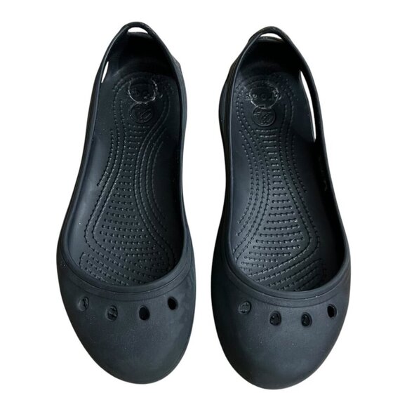 Crocs Kadee Black Rubber Ballet Flats Size 8 - Picture 5 of 6